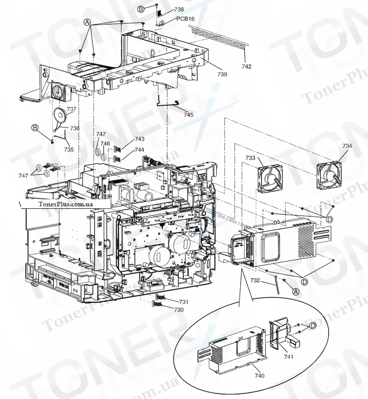 Каталог запчастей для Panasonic KXMC6040 - Rear Cabinet Section 3