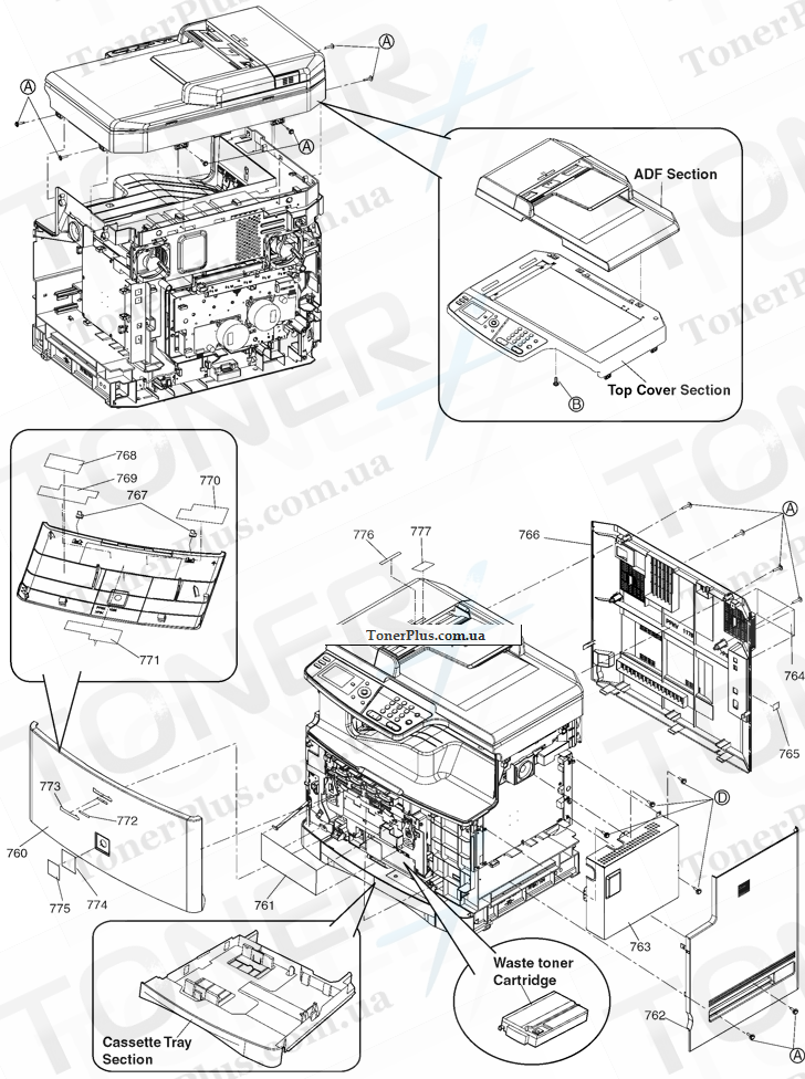 Каталог запчастей для Panasonic KXMC6040 - Cabinet Cover Section