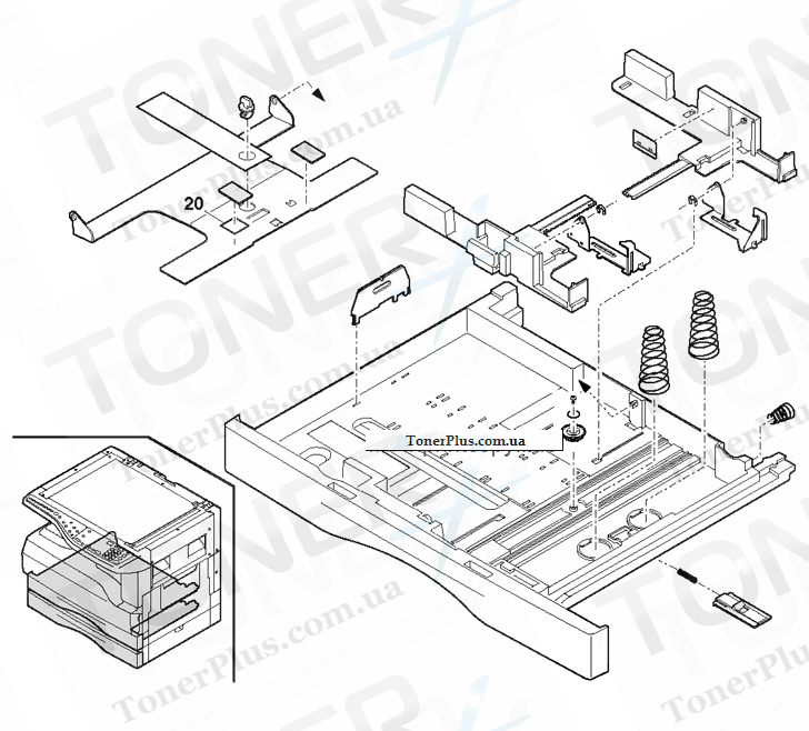 Каталог запчастей для Sharp AR141S - 250 sheets tray unit (differences from ARM205)
