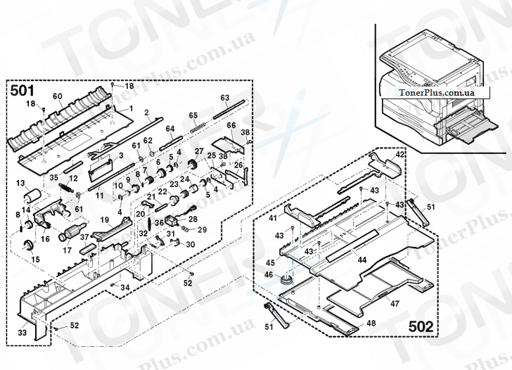 Каталог запчастей для Sharp AR5220 - Manual paper feeding multi unit