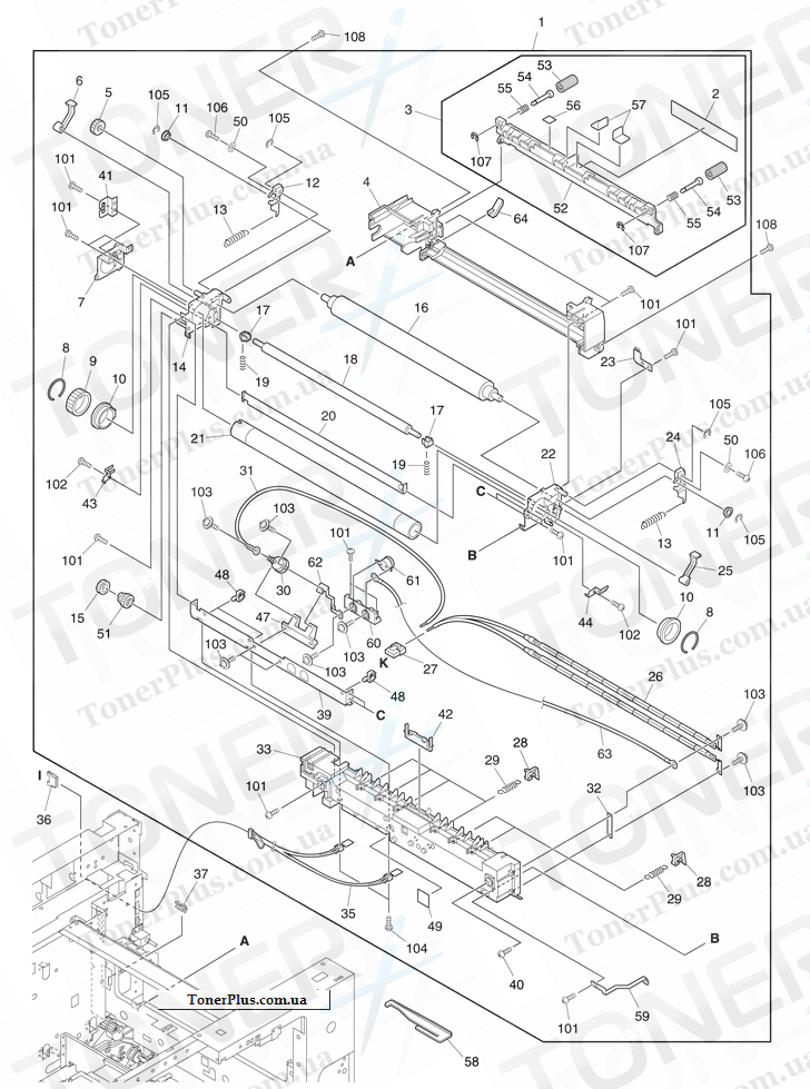 Каталог запчастей для Toshiba DP2510 - FUSER (e-STUDIO200/250)