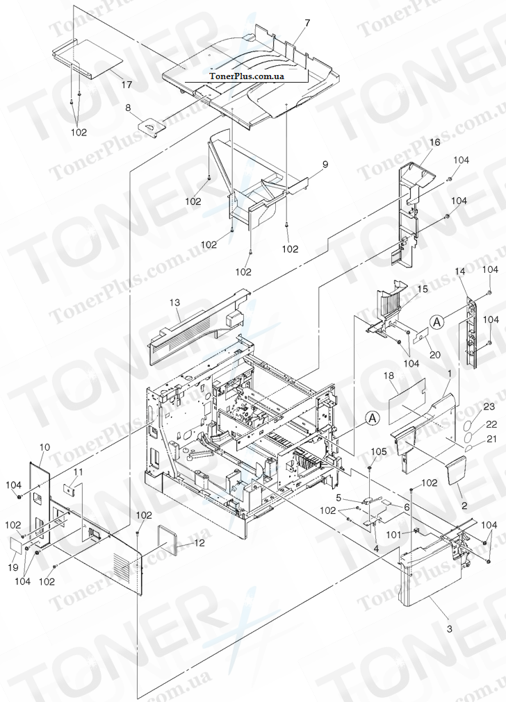 Каталог запчастей для Toshiba DP1640 - COVER-1-ASY
