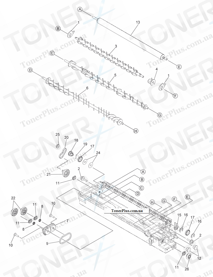 Каталог запчастей для Toshiba e-Studio 456S - DEVELOPER-ASY-2