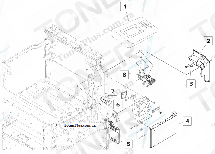 Каталог запчастей для Lexmark MS911 - Control panel